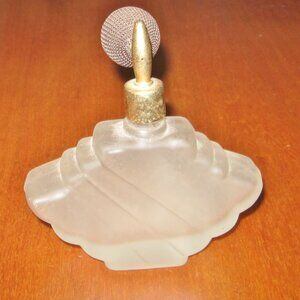 Vintage Frosted Glass Perfume Bottle w Pump - Empty